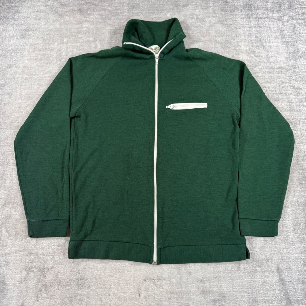 Sears Johnny Miller Track Jacket Mens 40 Green Vintage 70s Full Zip Retro Sport